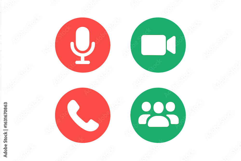 Poster icons representing various communication methods showcased on a simple background with vibrant color