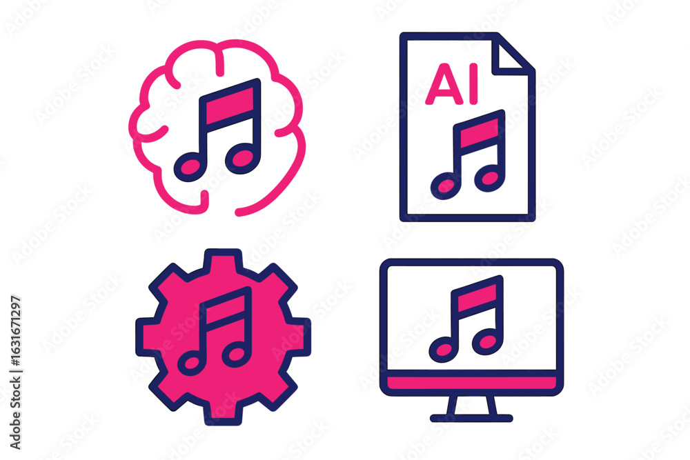 Poster concepts of music technology showcasing artificial intelligence applications and creativity in compo