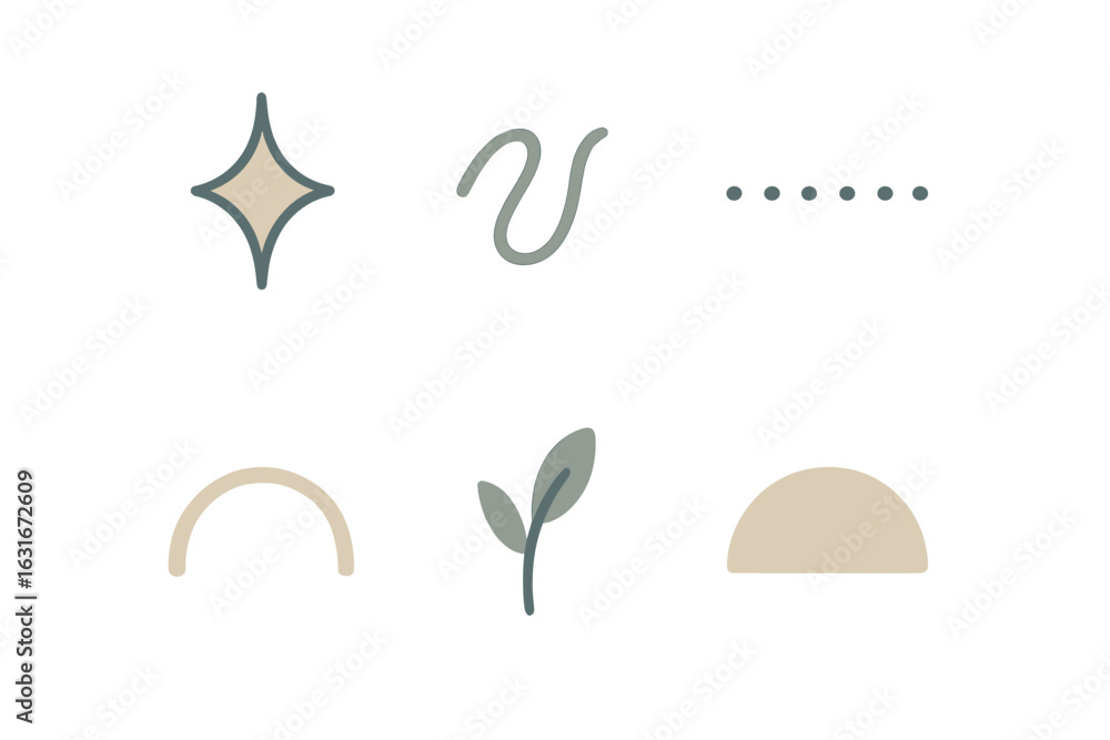 Aufkleber simple geometric shapes and lines designed for decorative purposes in a minimalistic style