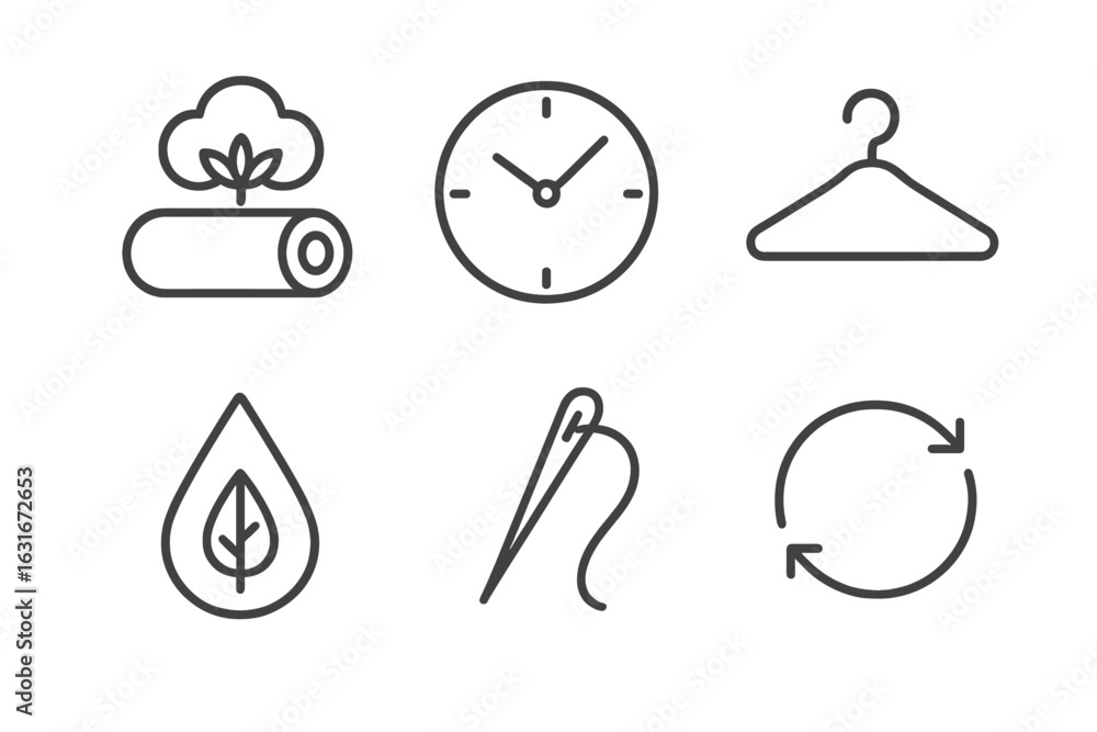 Poster understanding the concepts of sustainability and time through various symbols in a minimalistic desi