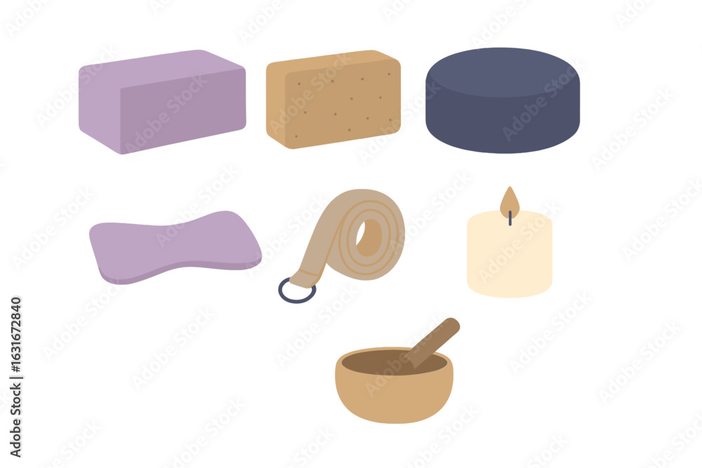 Aufkleber various colorful shapes and objects arranged aesthetically on a white background showcasing a creati
