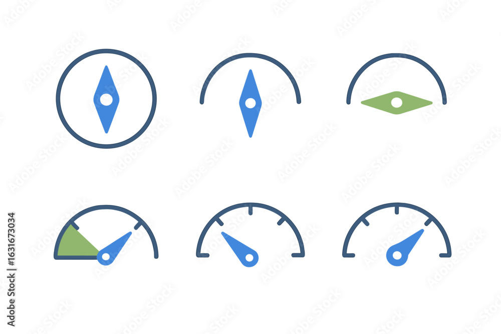 Poster symbols representing direction and measurement in a minimalist style artwork suitable for design pro