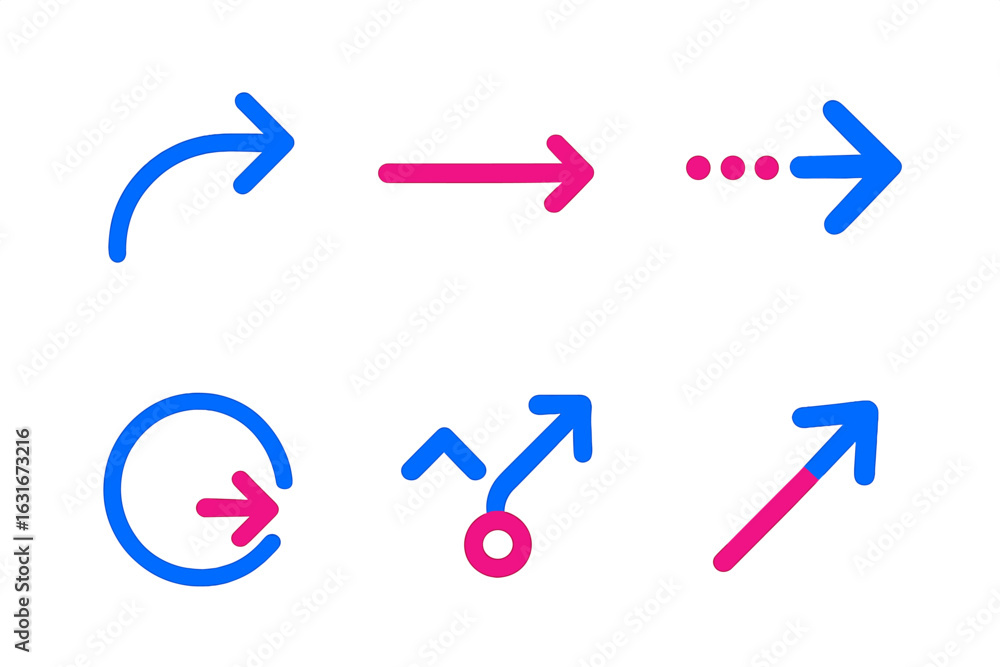 Poster arrows indicating movement and direction in vibrant colors suitable for graphic design use