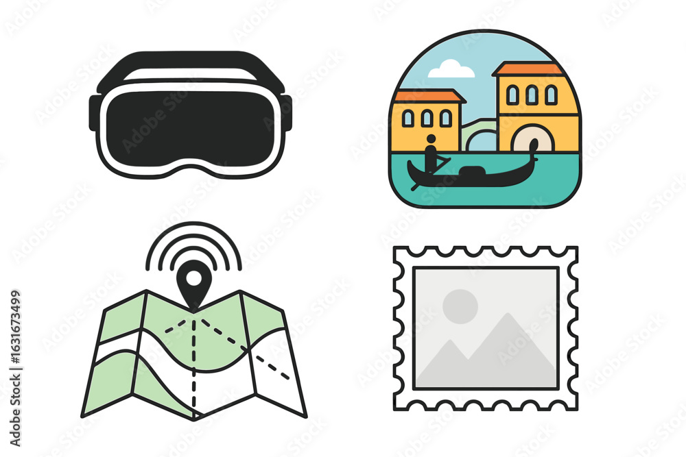 Poster virtual reality experience combining navigation and travel through iconic waterways with interactive