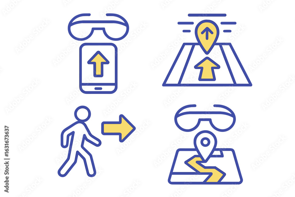 Poster smart glasses provide navigation assistance and interactive mapping for pedestrians in urban environ