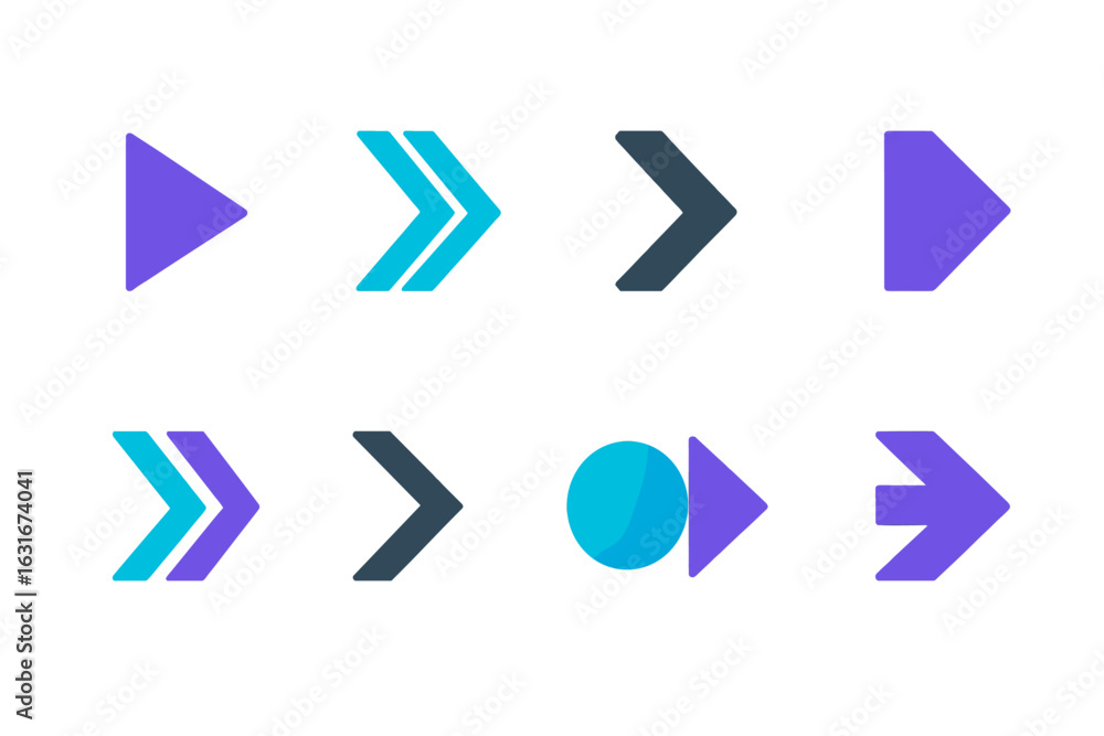 Aufkleber variety of abstract arrow and geometric shapes in blue and purple tones for design elements and user