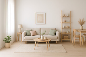 Calm and Cozy Neutral-Toned Living Room Interior