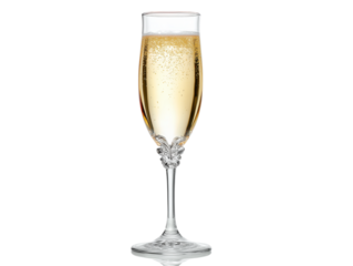 A glass of bubbly champagne sparkles with effervescence