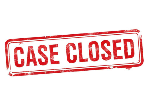 Red and black case closed stamp isolated on transparent background