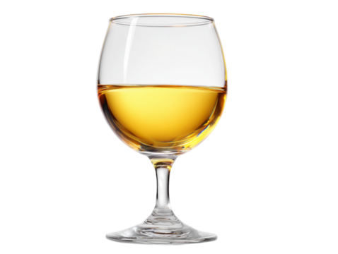 a graceful wine glass, filled with a light-amber liquid, it's a symbol of refinement