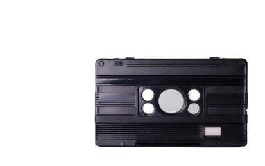 Obraz premium Black plastic audio compact cass isolated on white background, png