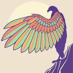 Tribal animal art, sharp lines.