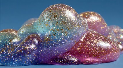 Close-up of colorful, glittery slime