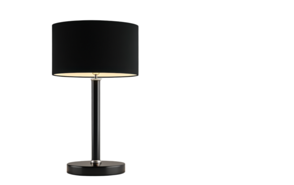 Black table lamp isolated on white background, png