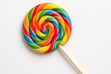 Colorful Spiral Lollipop on White Background