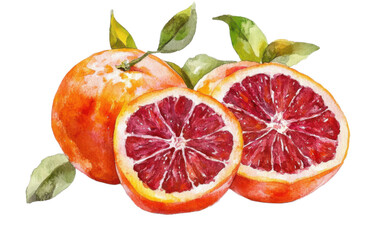Blood orange watercolor isolated on white background, png