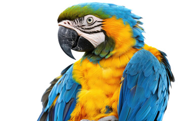 Fototapeta premium Blue and gold macaw isolated on white background, png