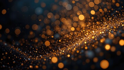 Particles and Golden Lights Against a Dark Background