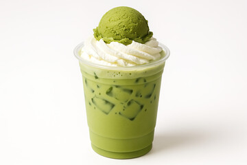 Matcha Latte with Whipped Cream and Matcha Ice Cream