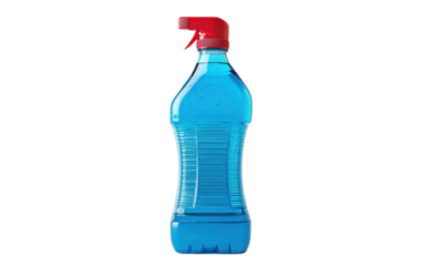 Blue dishwasher rinse aid liquid isolated on white background, png