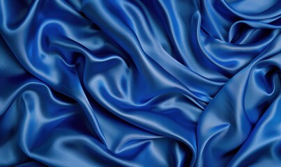 Obraz premium Elegant blue silk fabric with smooth folds and glossy texture background