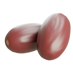 Two shiny 3D red grapes rendered on white background, perfect for fruit illustrations, organic food design, or health themes.

