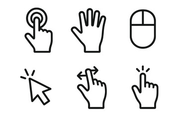 Obraz premium Minimalist icon set featuring hand gestures and computer mouse symbols
