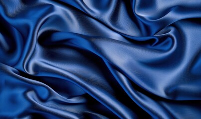 Obraz premium Elegant dark blue silk fabric texture close up background for design