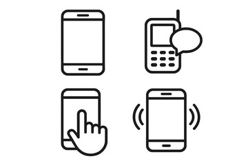 Evolution of mobile communication icons from flip phone to smartphone