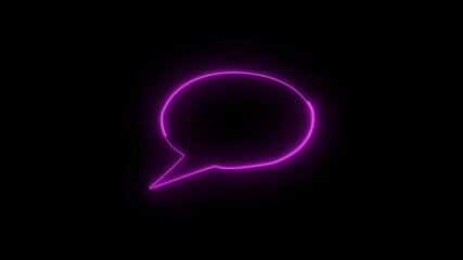 A flickering neon sign of a comic book speech bubble, blue oval shape cutout. - Powered by Adobe