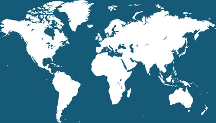 World map. Blue modern vector map. Silhouette map