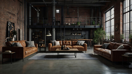 Industrial loft living room style