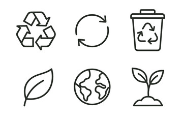 Eco-friendly icons: recycling, sustainability, and environmental conservation symbols
