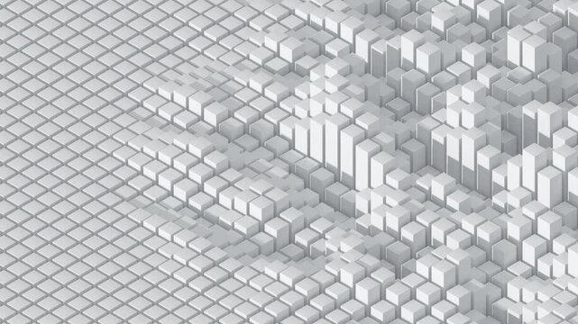 Animated White 3D Background of Cubes Forming a Textured Surface Loop
