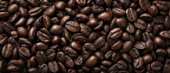 Obraz premium The rich texture of roasted coffee beans in a natural background.
