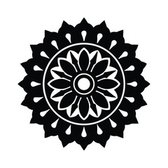 Diwali vector art of black and mandala flower ornament isolated
