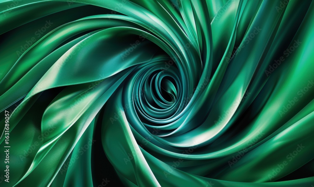 Aufkleber emerald green swirl abstract vortex of flowing fabric and twisted texture