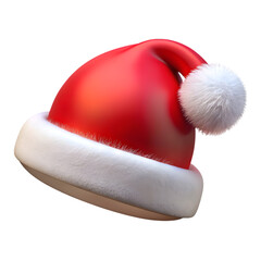 Classic red santa hat with white fur trim and pom pom