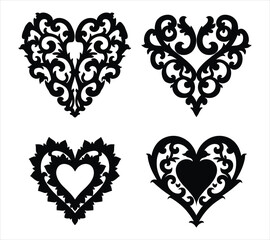 Ornamental Valentine Heart SVG Template Set