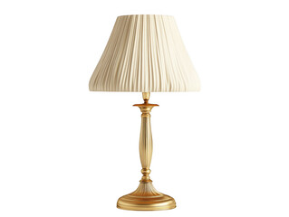 Obraz premium Elegant antique brass table lamp with a pleated cream lampshade isolated on transparent background