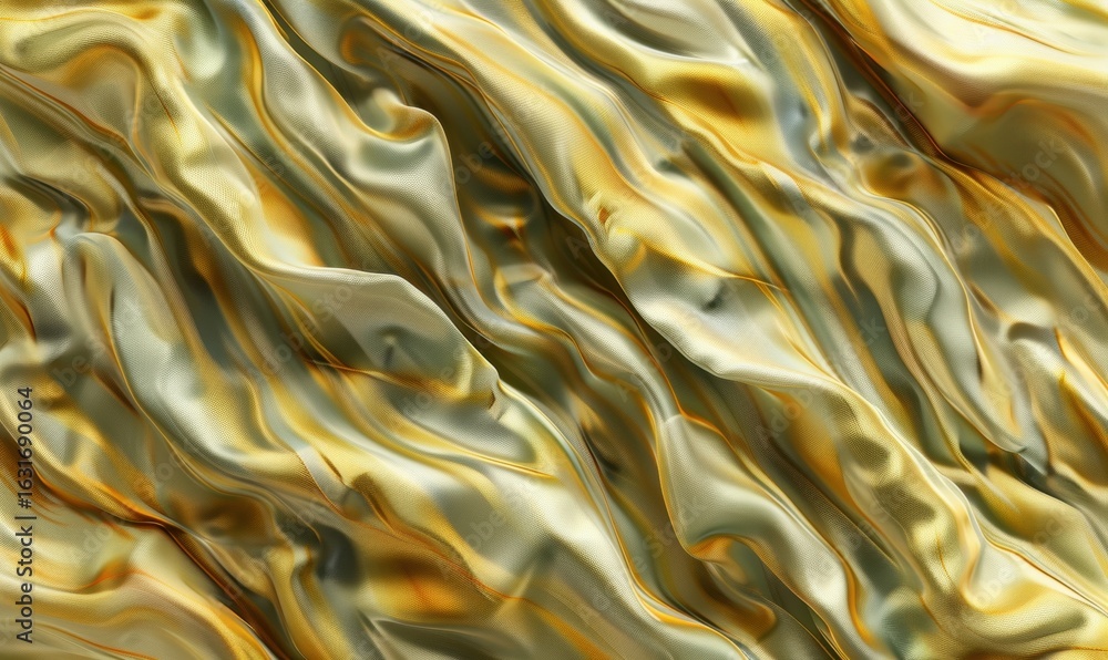 Aufkleber golden abstract fluid art background texture with flowing liquid pattern