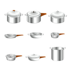 Stainless Steel Cookware Vector Set