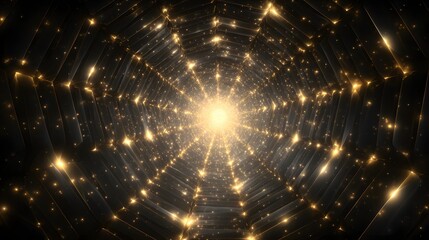 Geometric tunnel effect with glowing concentric hexagons extending to infinity