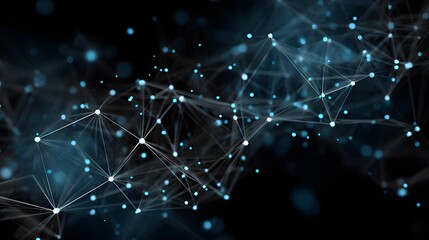 Complex geometric network with glowing connections and nodes