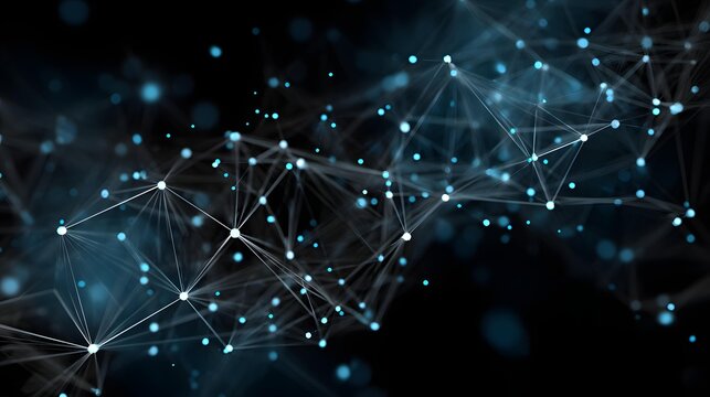 Complex geometric network with glowing connections and nodes