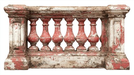Aged red and white balustrade