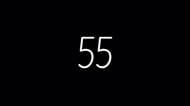 The number sixty written in an elegant white handwritten script on a stark black background, perfect for anniversaries, birthdays, or countdowns.