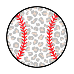 Leopard baseball svg cut file. Isolated vector illustration.