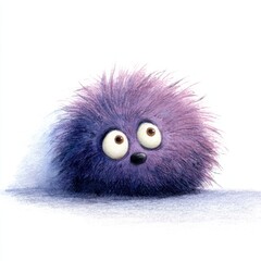 Fototapeta premium Trembling purple hedgehog curls up in fear while exploring its cozy surroundings