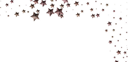 Beautiful rose gold stars falling on a white background. Perfect for festive designs.